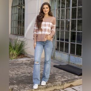 Grace & Lace Wide Leg Premium Distressed Denim Jeans in size 16 Mid-Wash